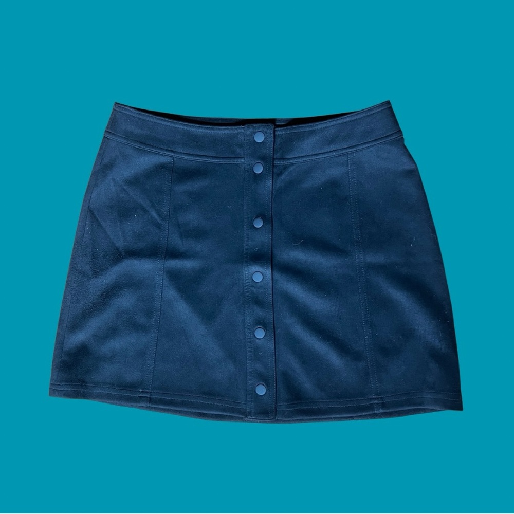 Black Button-Front Mini Skirt